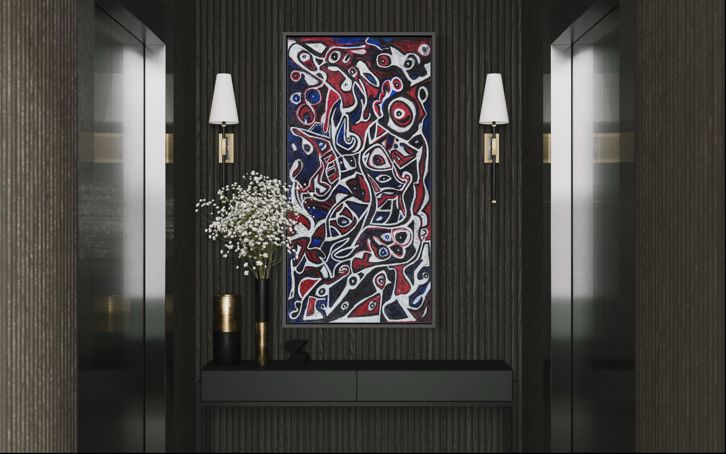 Eyes in the Abstract Grove by Savannah GA Artist Charles Maring 24x48 Oil Painting