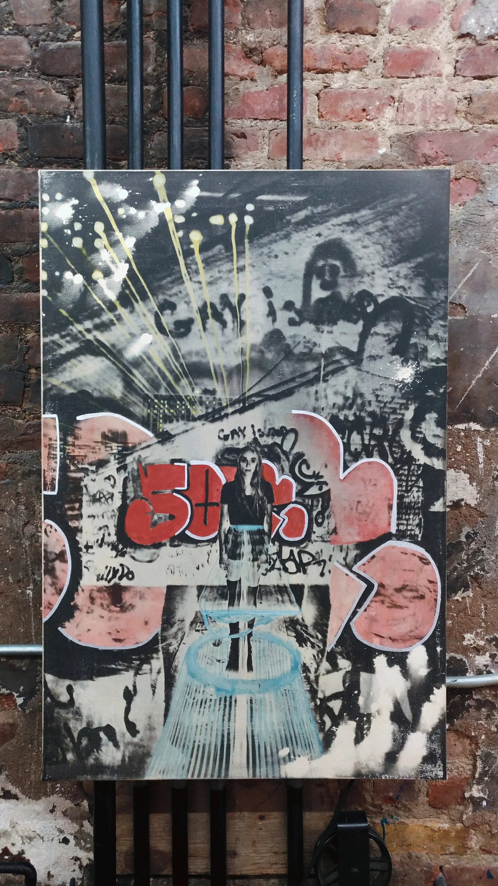 Light Work 24" x 36" Long Exposure Lens Pull Painted Chaos Ingredients: Photo (My first photoshoot, lots of confusion, plenty of excitement. One Bushwick Rooftop. Double Gay. Zoomy Zoomy) Print (Tecate, Liquid Light, Ethenol, Proprietary Chemical Blend & Process) Paint (Acrylic, Watercolor)