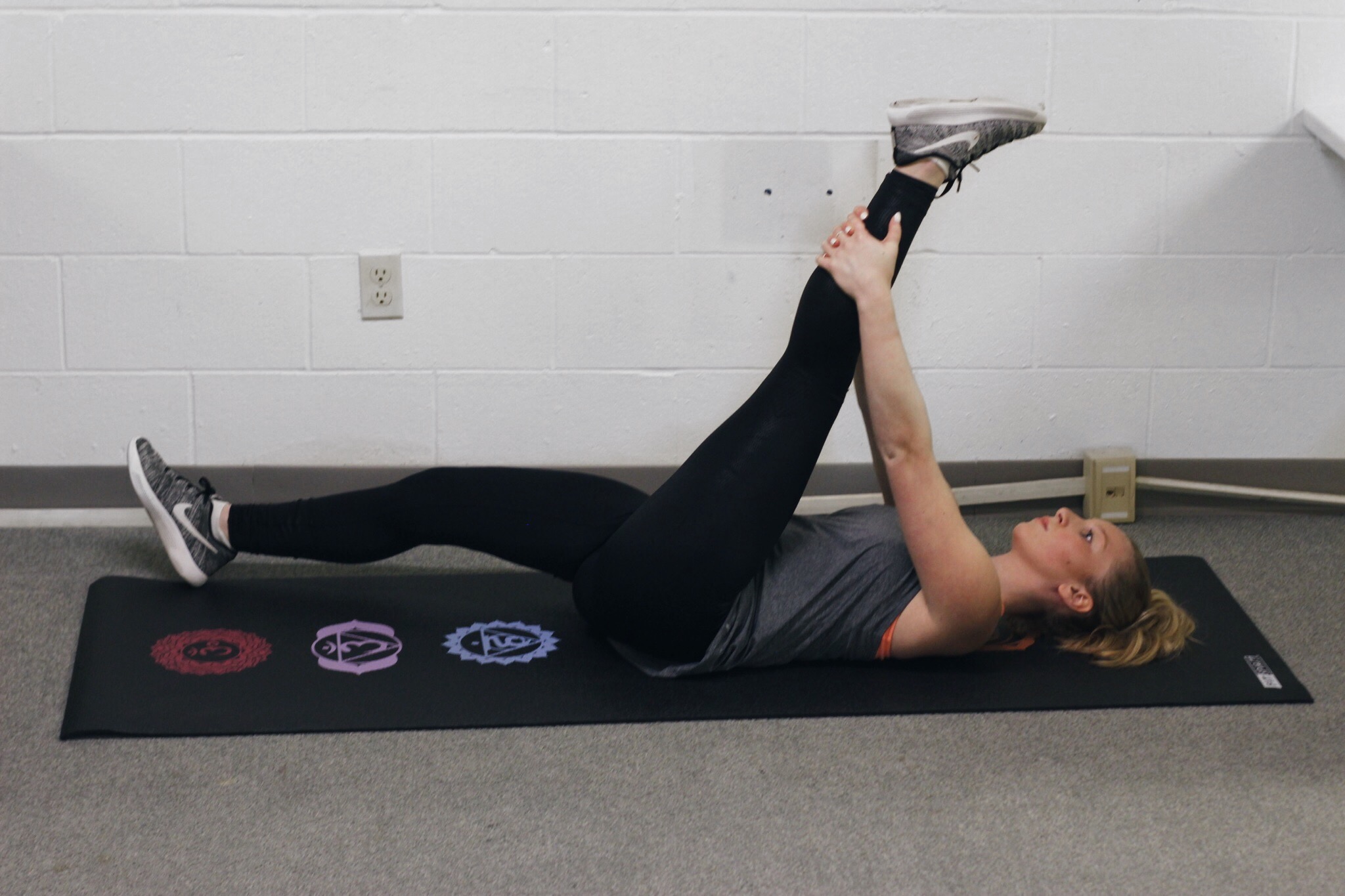 Reclining hand to big toe Pose (switch legs X10)