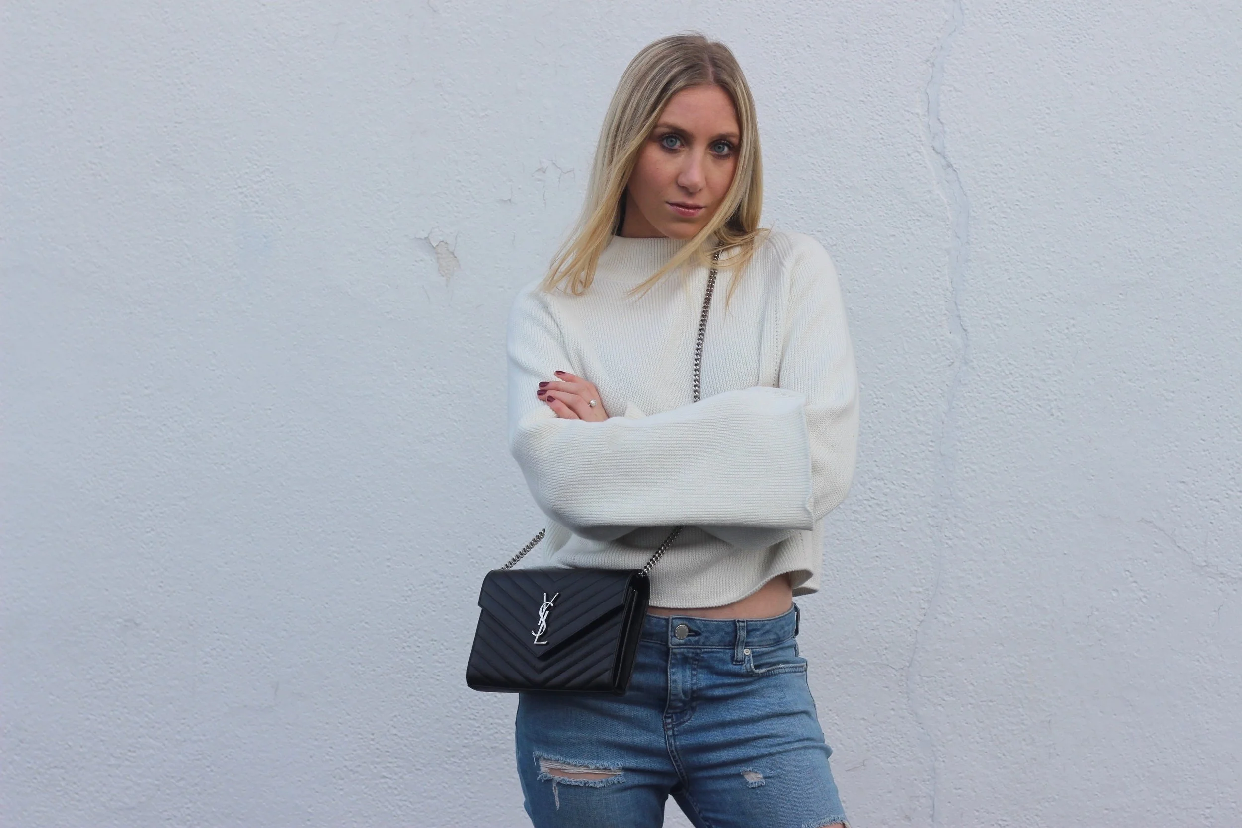 Statement sleeve and saint laurent bag by Au Courant Life
