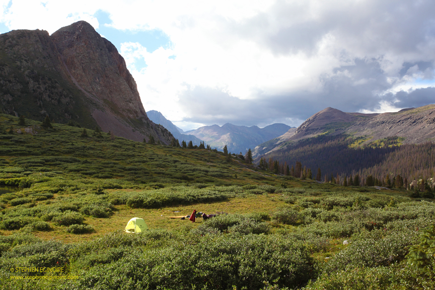 Camp perched above Rock Creek, and not a soul to be seen.
