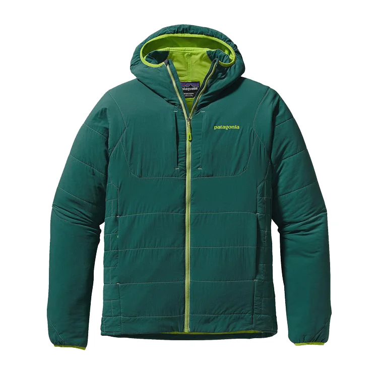 The Nano-Air® Hoody sets a new standard for technical insulation, merging the comfort and breathability of open fleece with the protection and warmth of a puffy. Its supremely stretchy and breathable fabric package combines a plain-weave liner, warm-when-wet FullRange™ insulation and a lightweight yet durable, weather-shedding 100% nylon ripstop shell with a DWR (durable water repellent) finish. The hoody has an incredibly soft, supple feel and full mechanical stretch that allow for a close, athletic fit over baselayers and an uninhibited range of motion.
