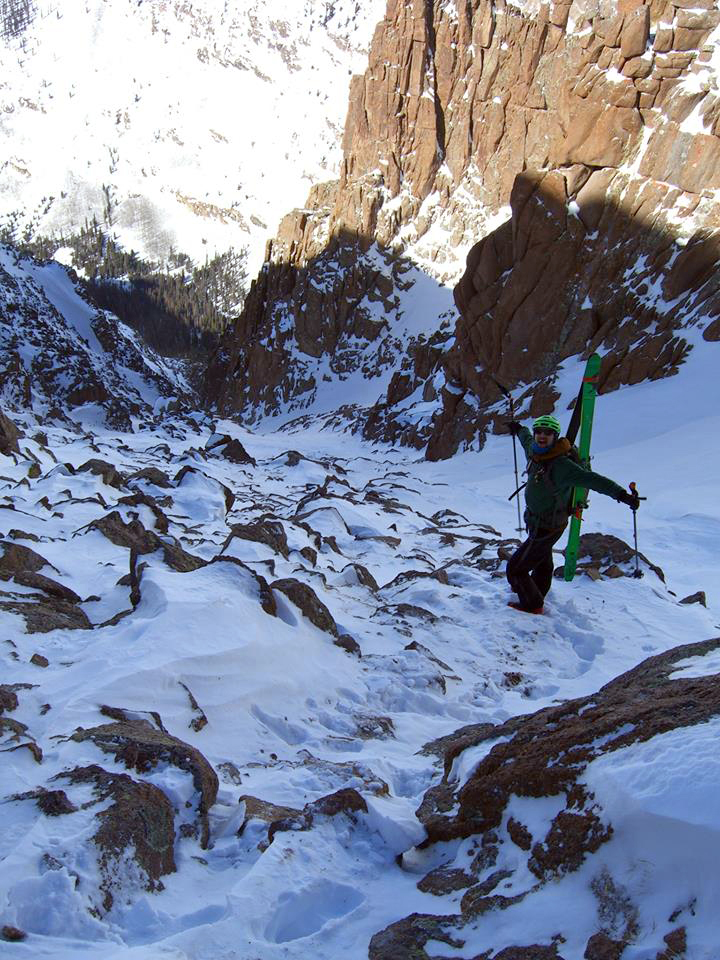 At the entrance to the extra long, extra slender Dead Squirrel Couloir.