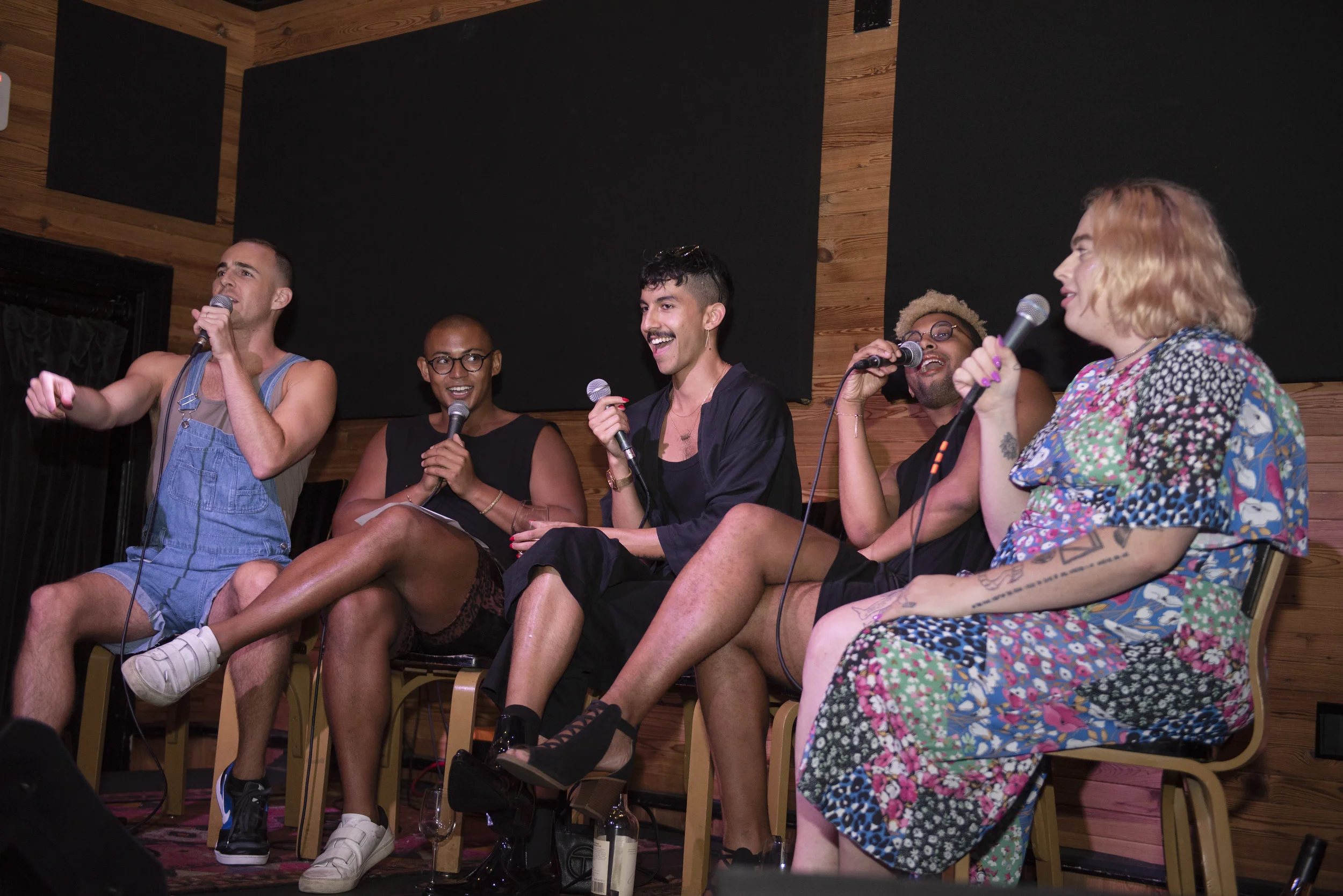 (left to right) Jeffrey Masters (LGBTQ&A), Zach Stafford (The Ten), Fran Tirado (Food 4 Thot), Dennis Norris II (Food 4 Thot), and Rose Dommu (The Outcast).