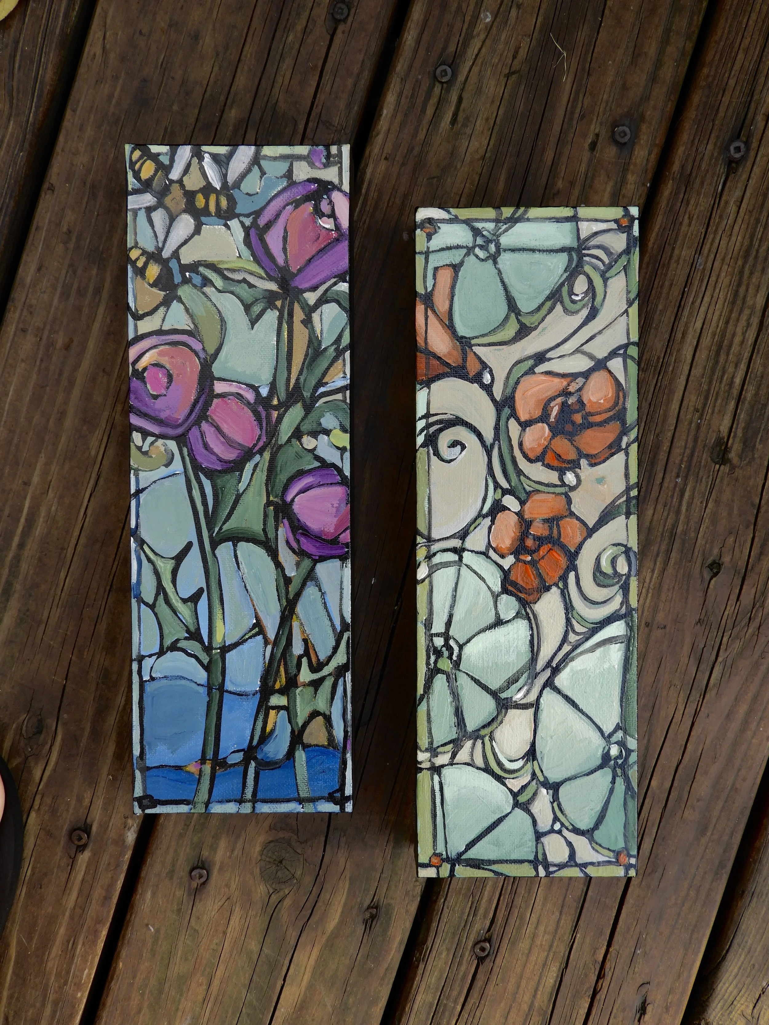 Nouveau Thistles with Bees