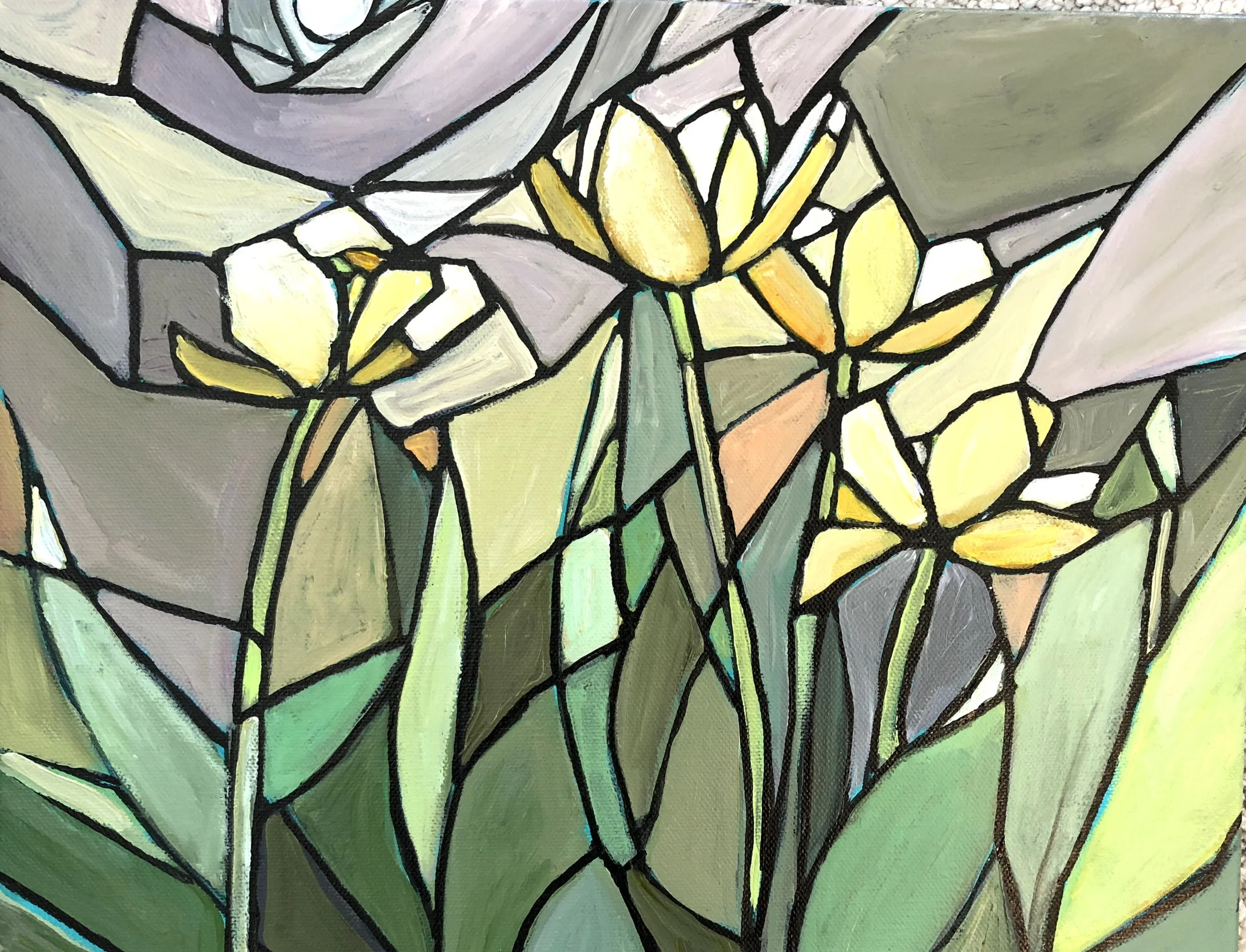 Yellow Tulips - Stained Glass Style