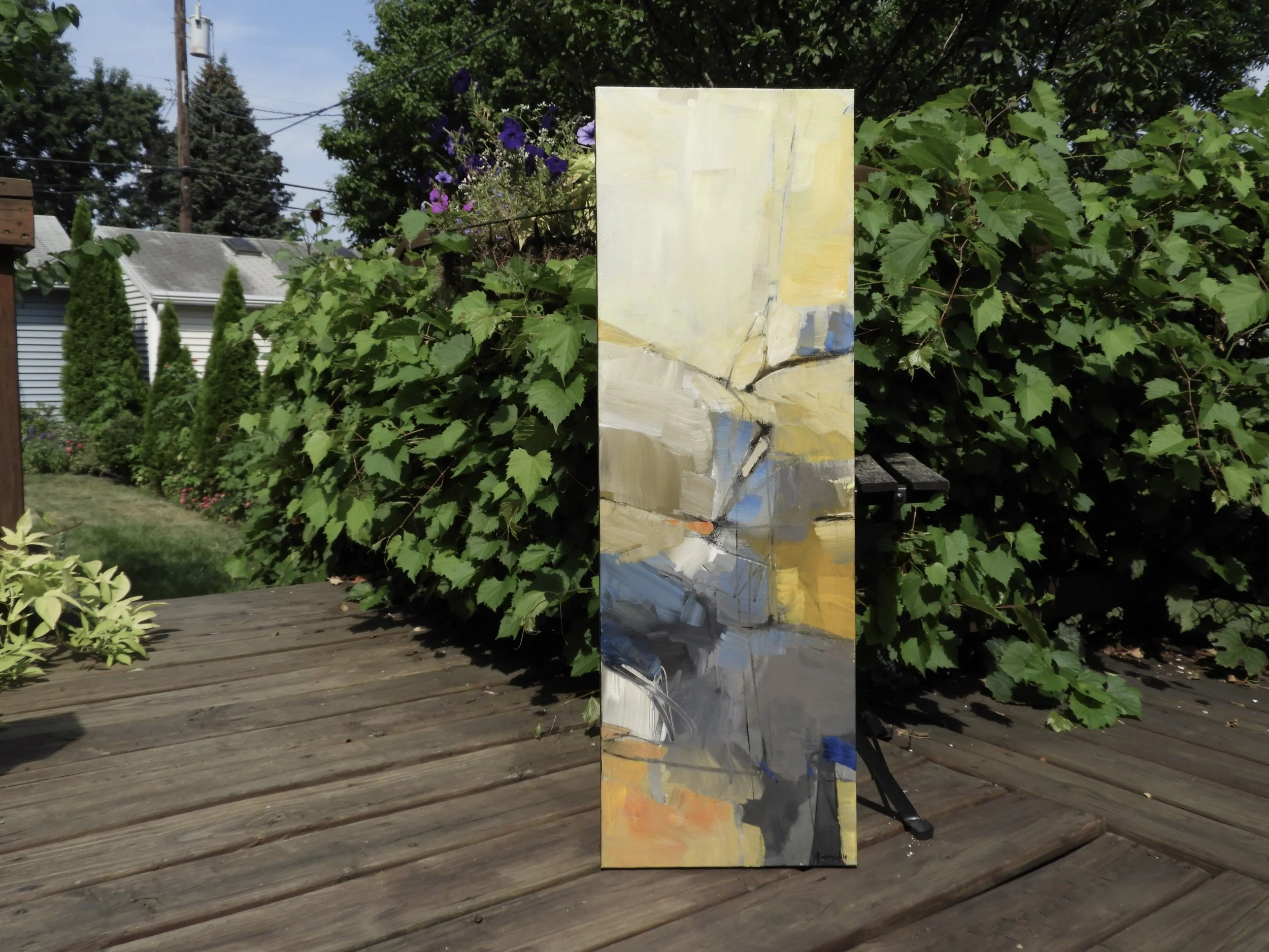 Yellow/Blue Abstract 12x36