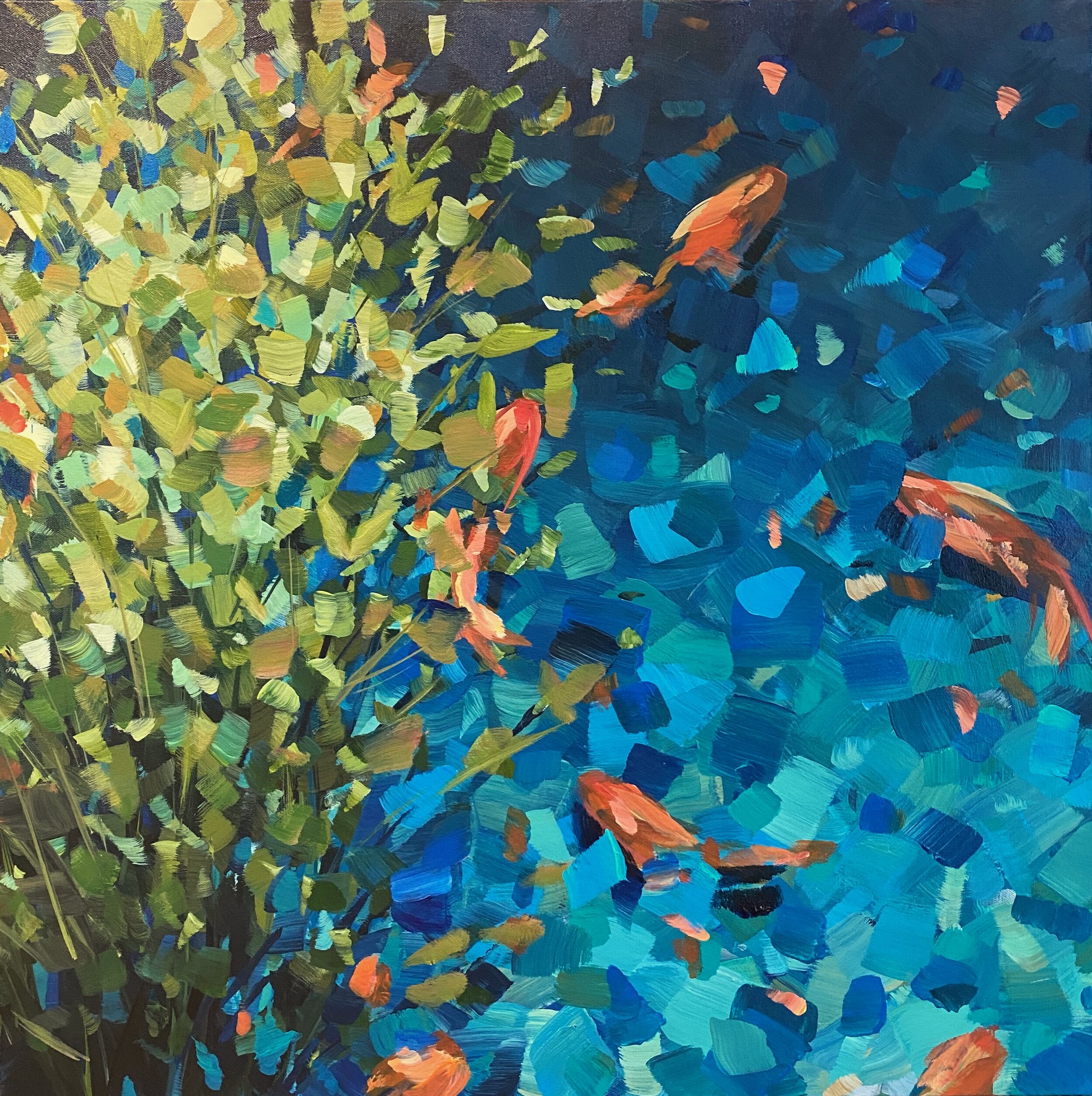 Koi with Yellow/Green Plants