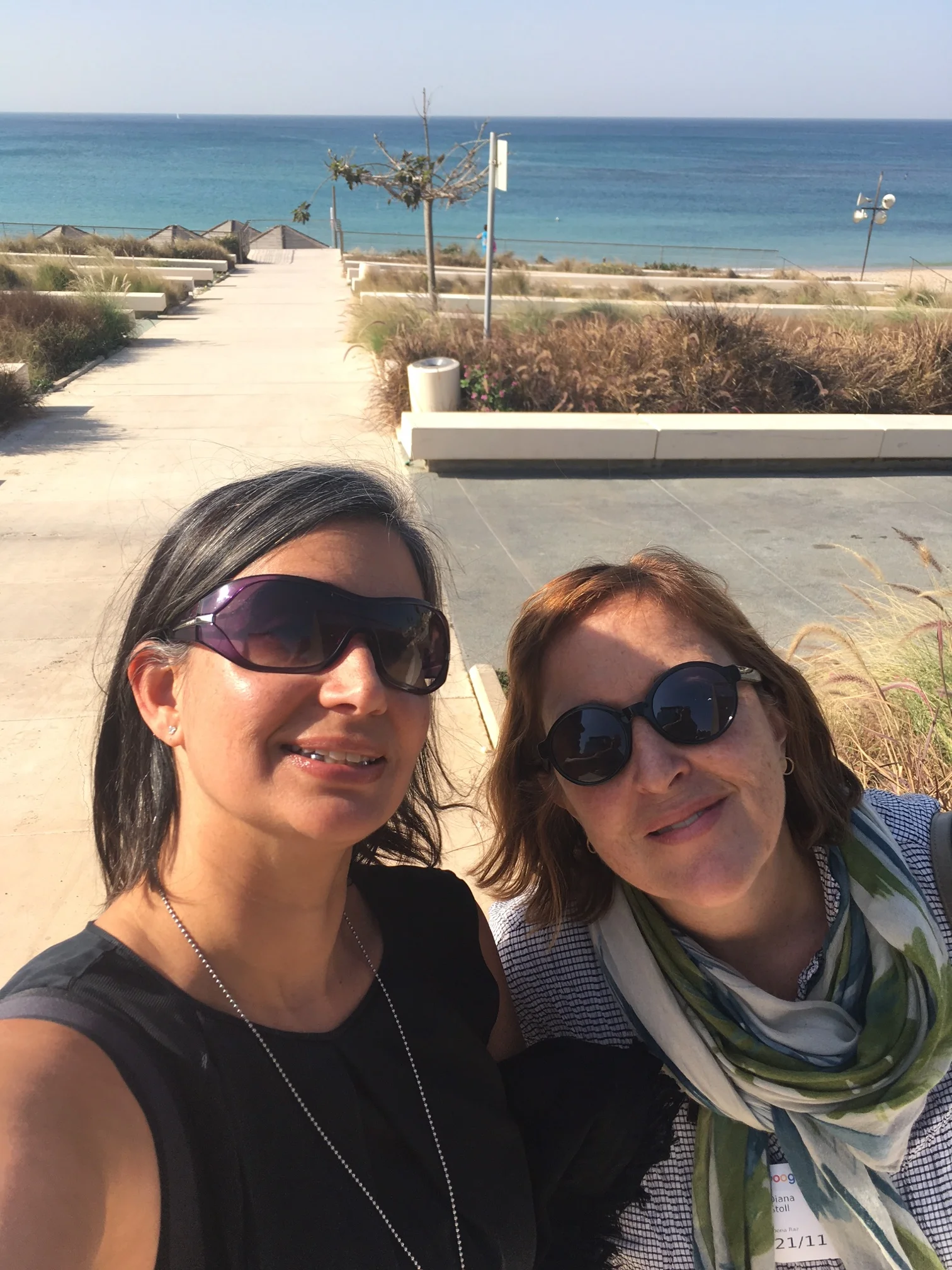 Michelle and Diana outside Peres Peace Center