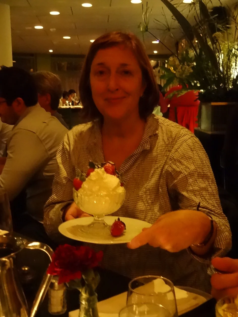 Diana's delicious fresh strawberries and creme fraiche at Chakra in Jerusalem