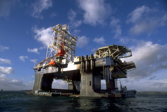 Noble Energy and Transocean's rig in the Tamar gas field. Photo courtesy Transocean Ltd. via Creative Commons License .