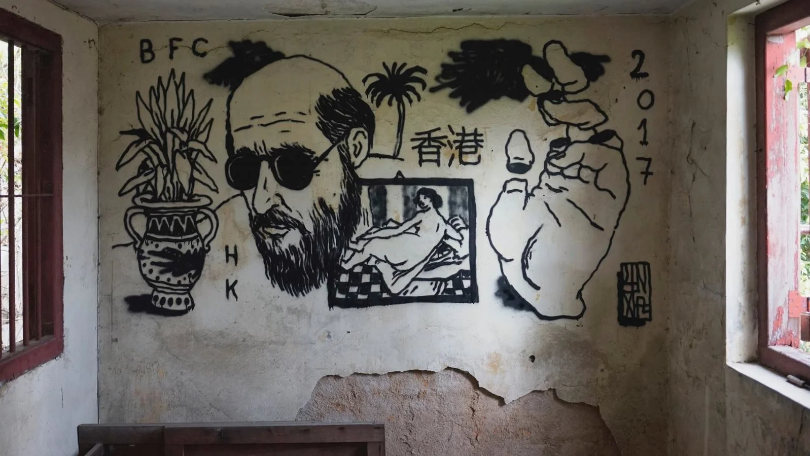 Broken Fingaz’ Unga recently did this drawing in Hong Kong. Photo via Facebook