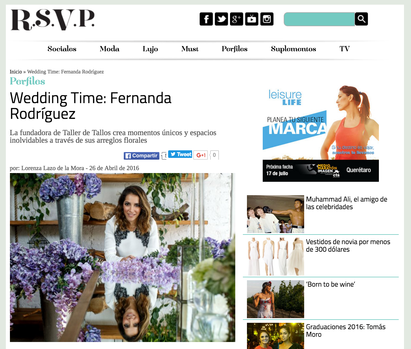 Publicación en www.rsvponline.mx