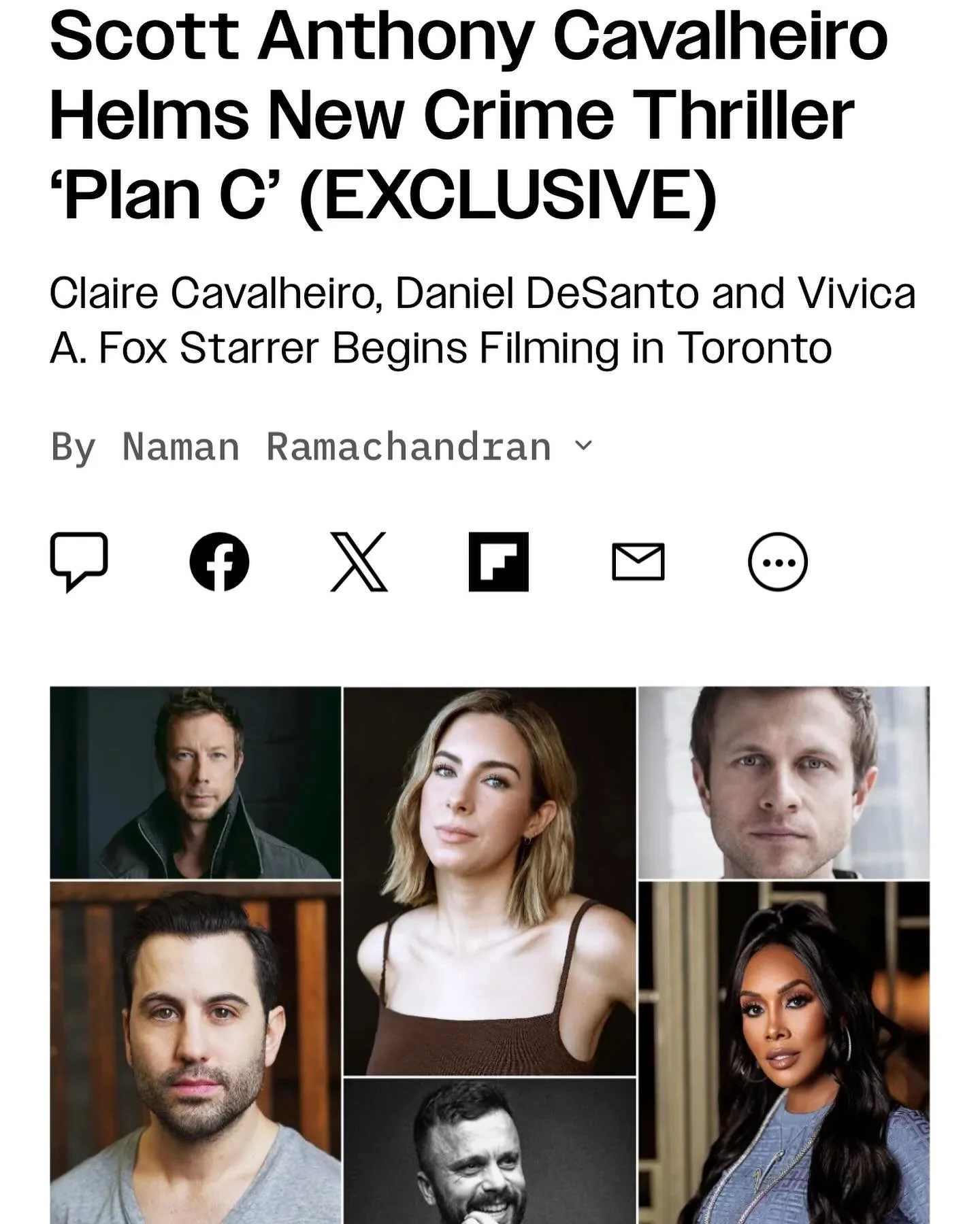 Cat&rsquo;s out of the bag! Thank you @variety for sharing. Very excited our first feature, &ldquo;Plan C&rdquo; starts filming today!