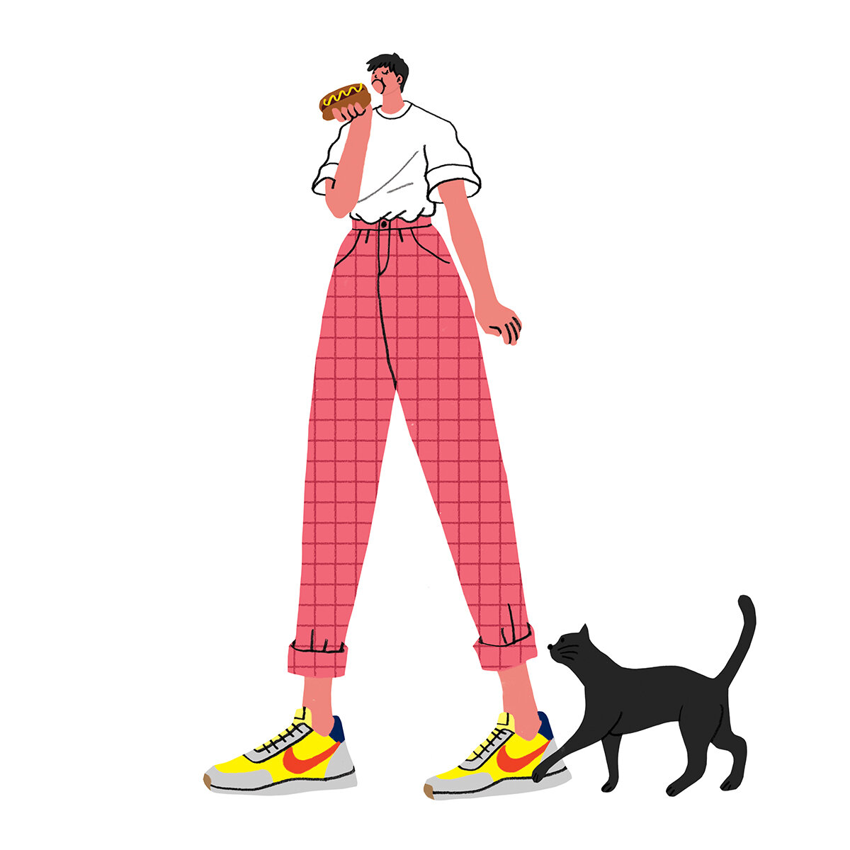 Hot Dog and Cat