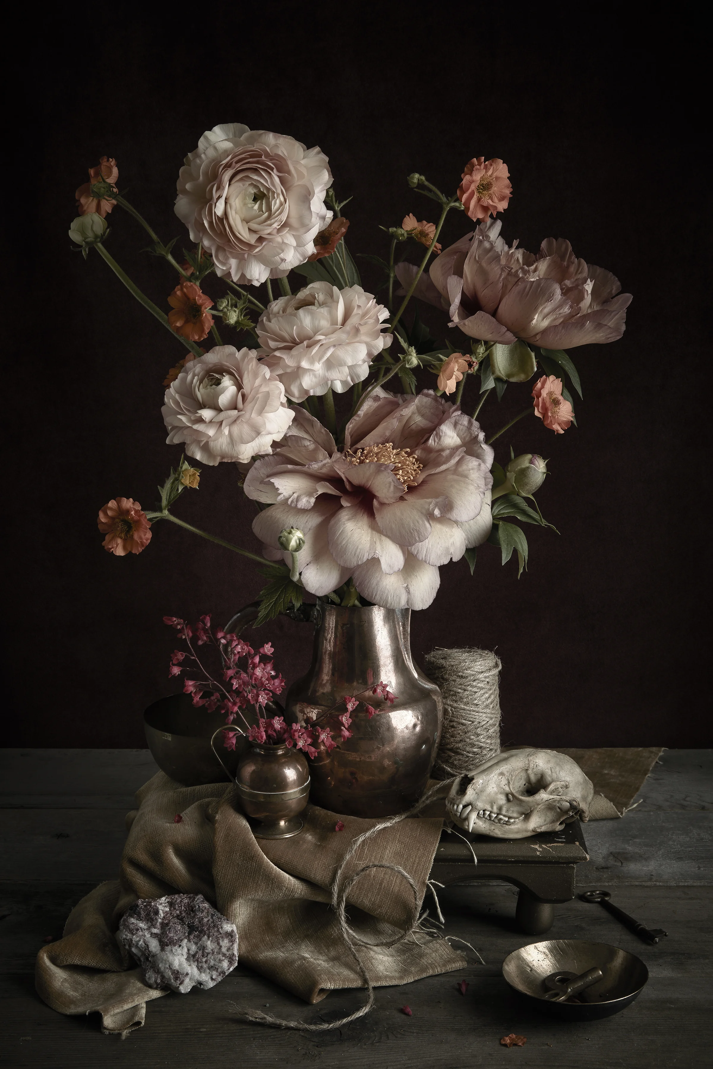 Peony and Racoon Skull. 2017. 35” x 50” | Edition of 10 | Framed | $3,250 USD 42” x 62” | Edition of 5 | Framed | $4,250 USD