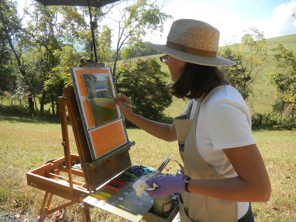 Elizabeth Sauder paints en plein air