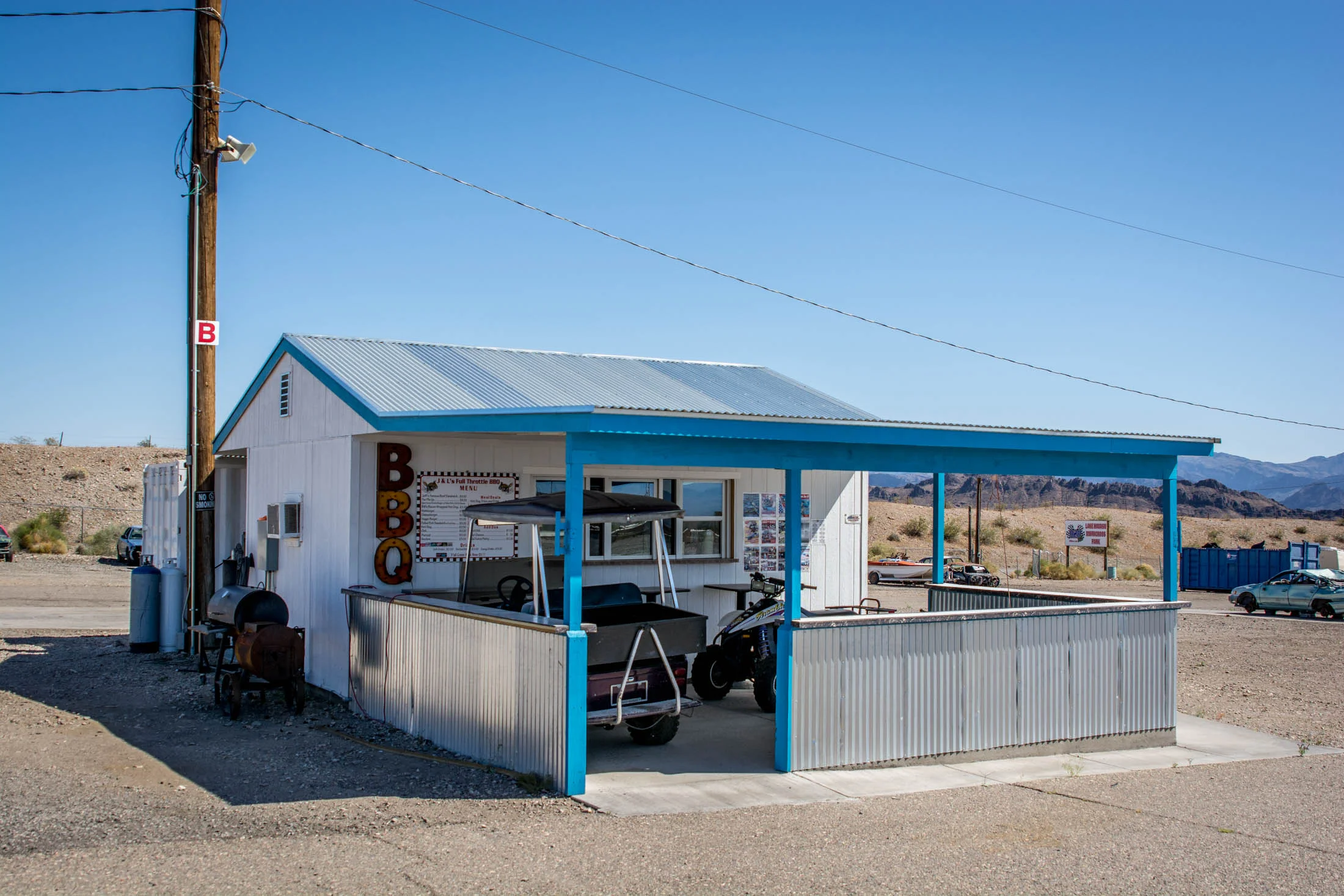 Our pit area concession stand, operated by J&L Full Throttle BBQ.