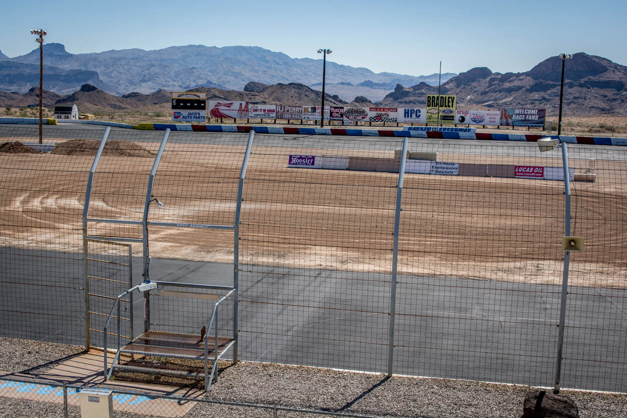 The Outlaw Karts race on a 1/16th mile clay oval in our infield.