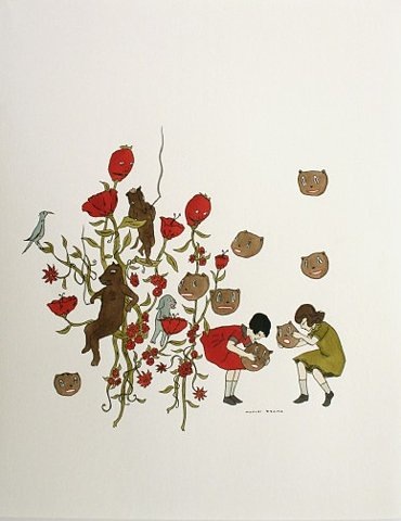 What would happen if instead of filling our treat bags, we let a little something of ourselves out of them? Our mischievous side has so few opportunities to present itself! Caitlin van Dusen muses on our annual feast day here in the Wilderness of Wish - Let The Cat Out of the Bag Day. Check it out! (illustration by Marcel Dzama , Untitled)