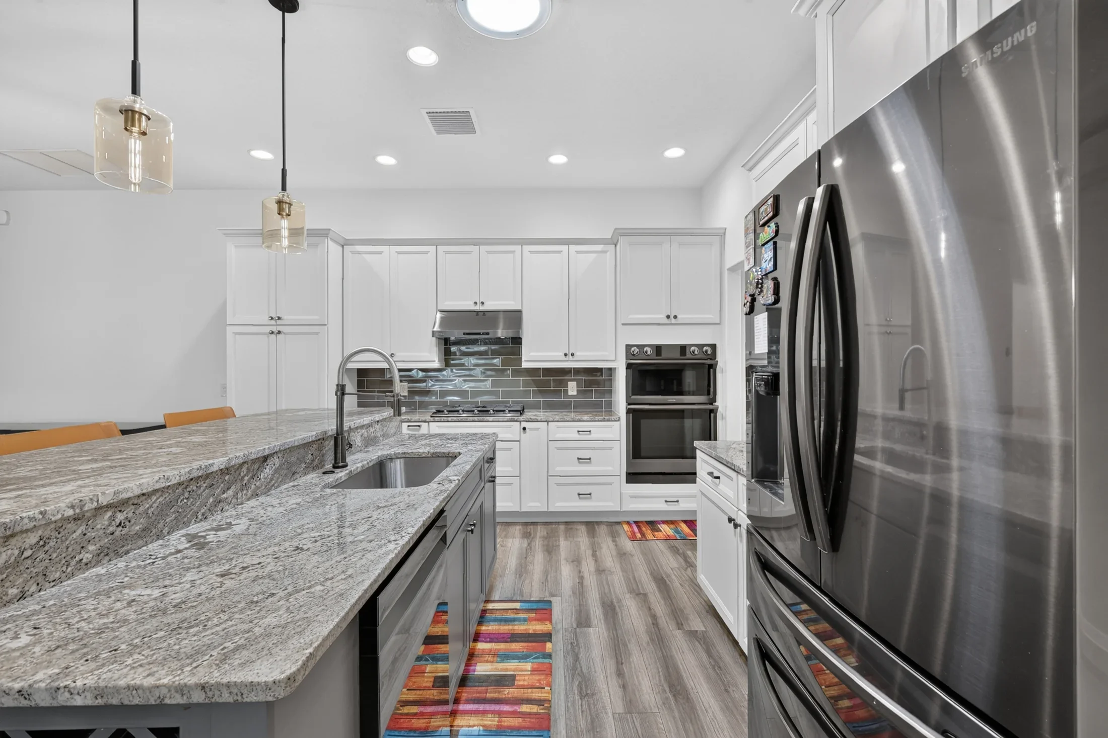 Kitchen with white cabinets