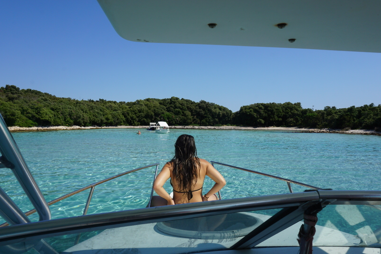 Parked to swim in the Adriatic.