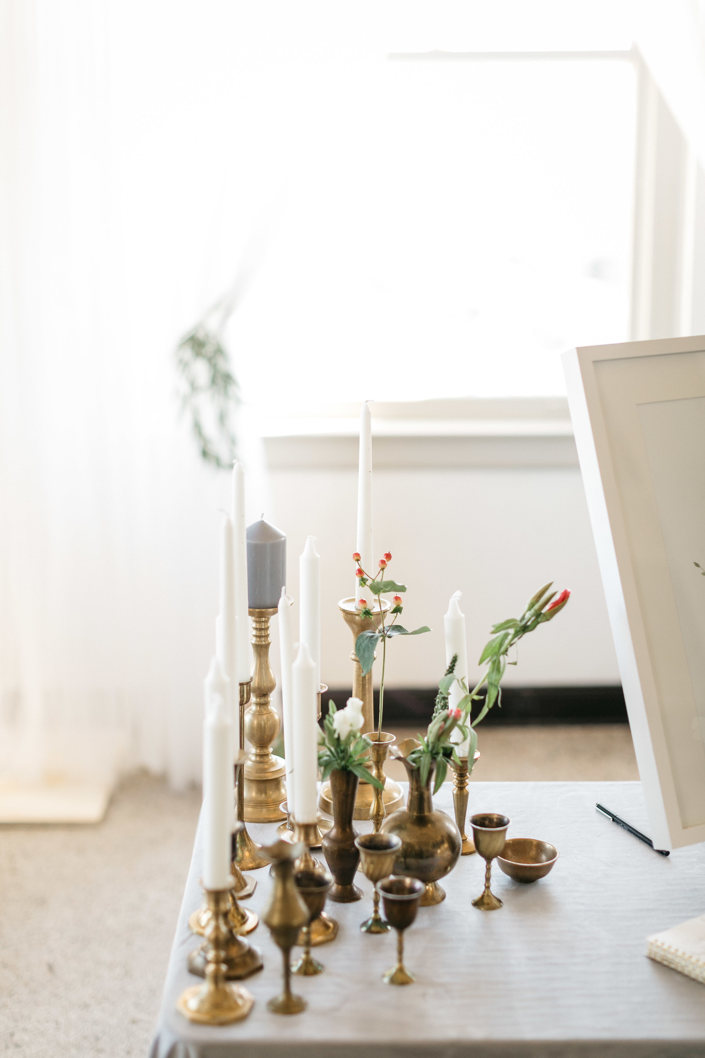 copper backdrop + brass details