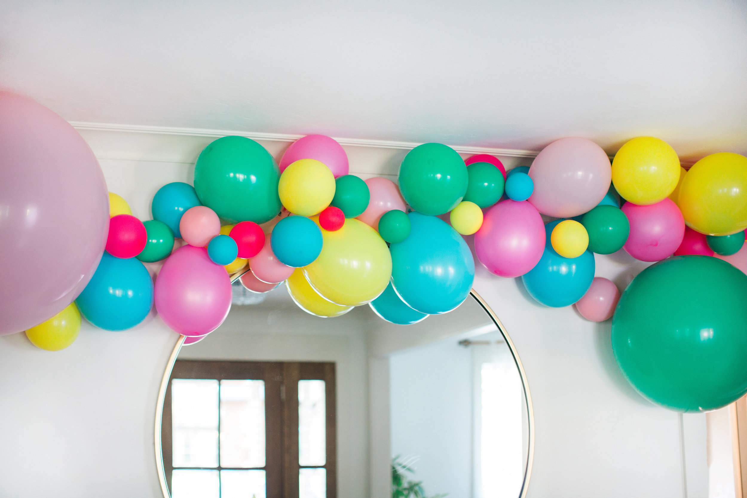  birthday party balloon swag     photo:  heather hawkins photography  