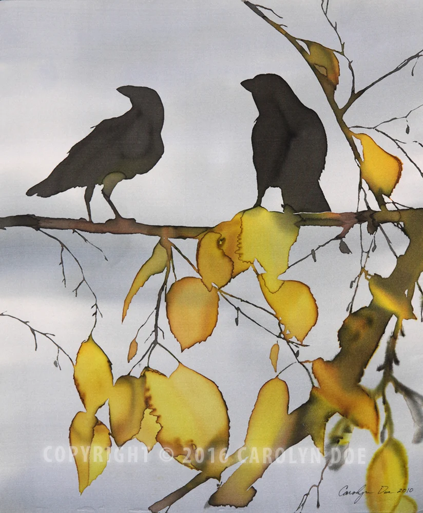 Two Ravens in Yellow Birch