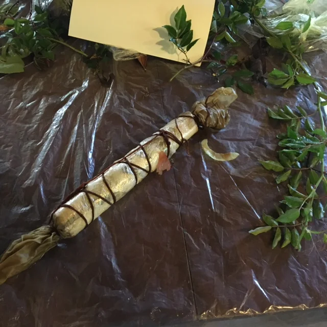 Roll up and tie.