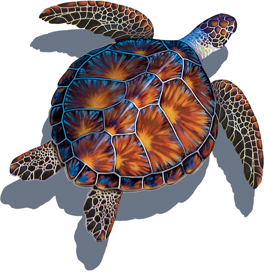 Porcelain Brown Turtle Mosaic with Shadow — Custom Mosaics