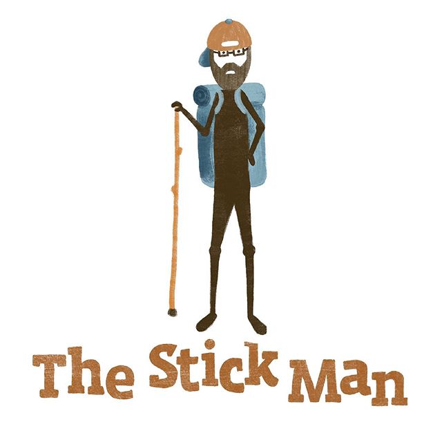 And now for something completely different.
.
We think logos should reflect the  brand styles of our clients not our own. This client (Amber's brother) is a legally blind hiker who makes hiking sticks and canes. He requested a logo of a stickman carr