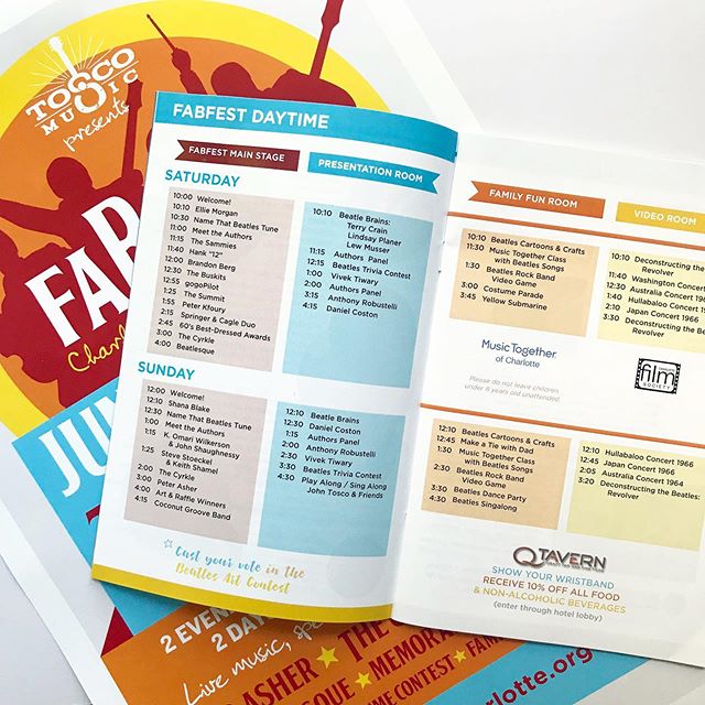 This year we've had the privilege of helping out with a few design projects for @toscomusic. Recently we worked on the design concept for this spread in the program for FabFest.
.
The challenge was to come up with a design that used color to help org