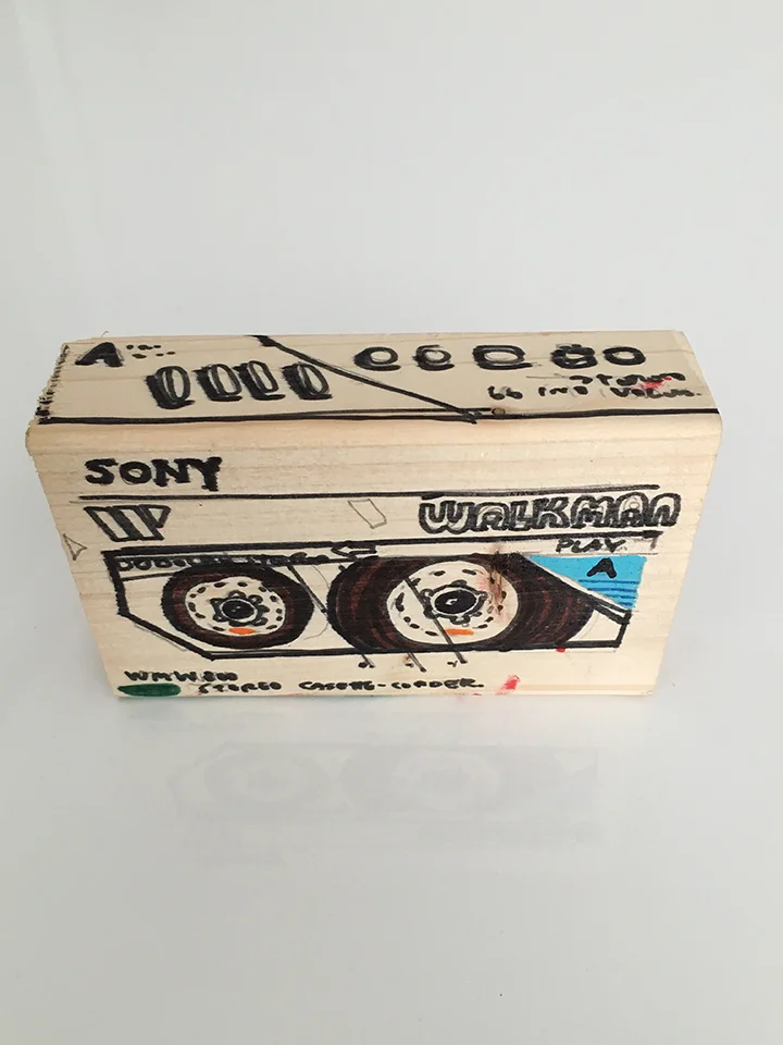 Discarded 6. (Scrap wood + acrylic + sharpie).