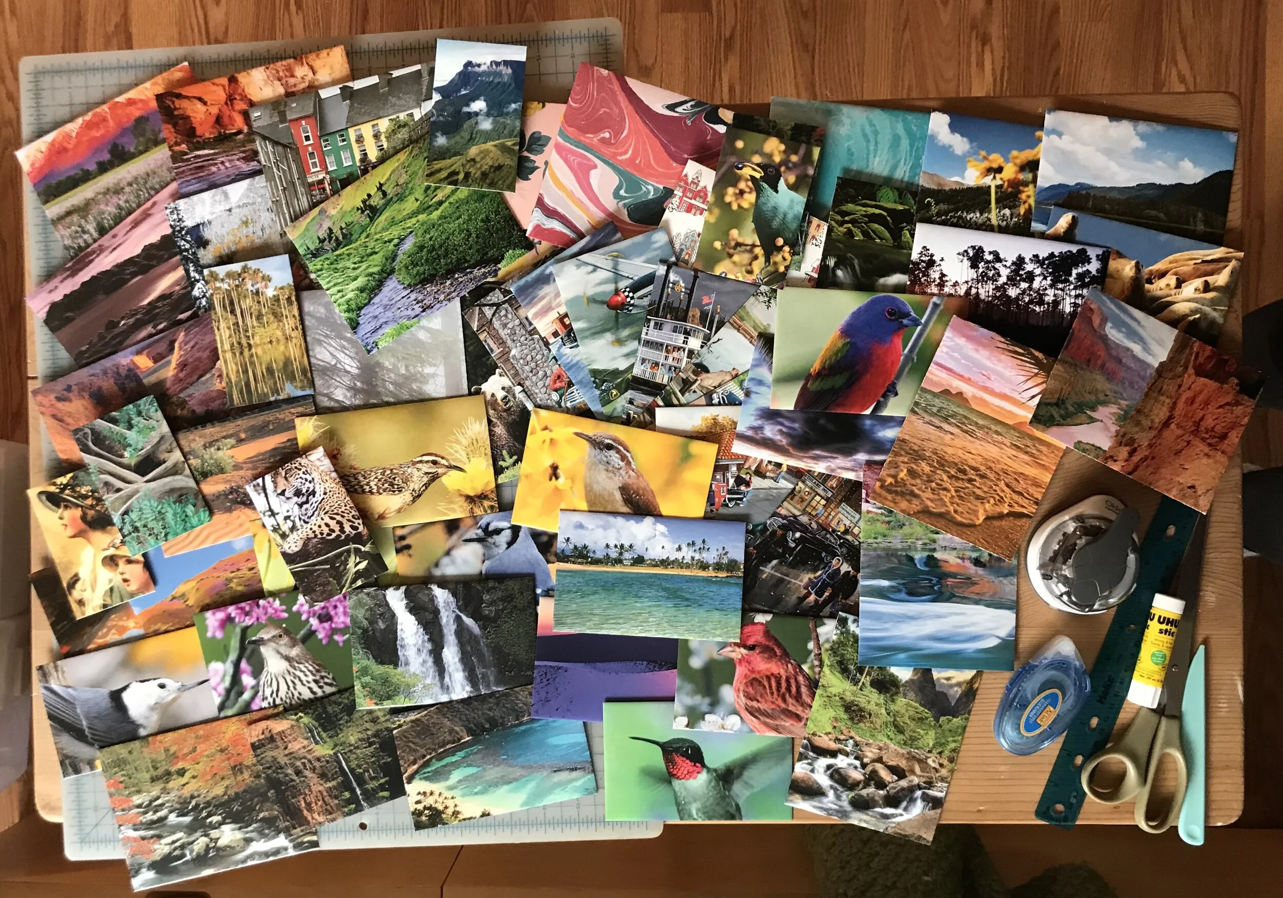 Upcycled envelopes cut, folded, glued and ready for the shop launch.