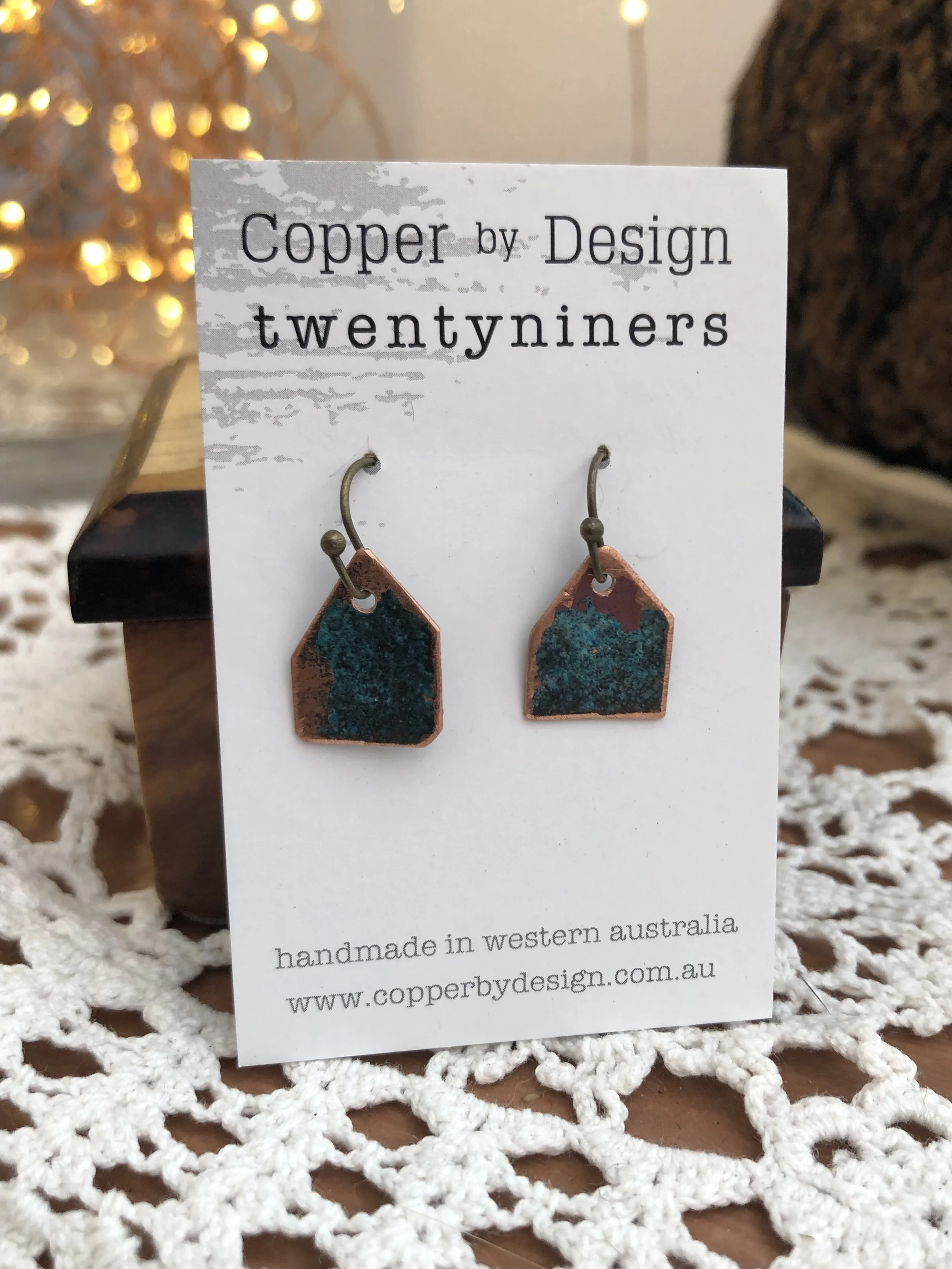 copper earrings (houses)