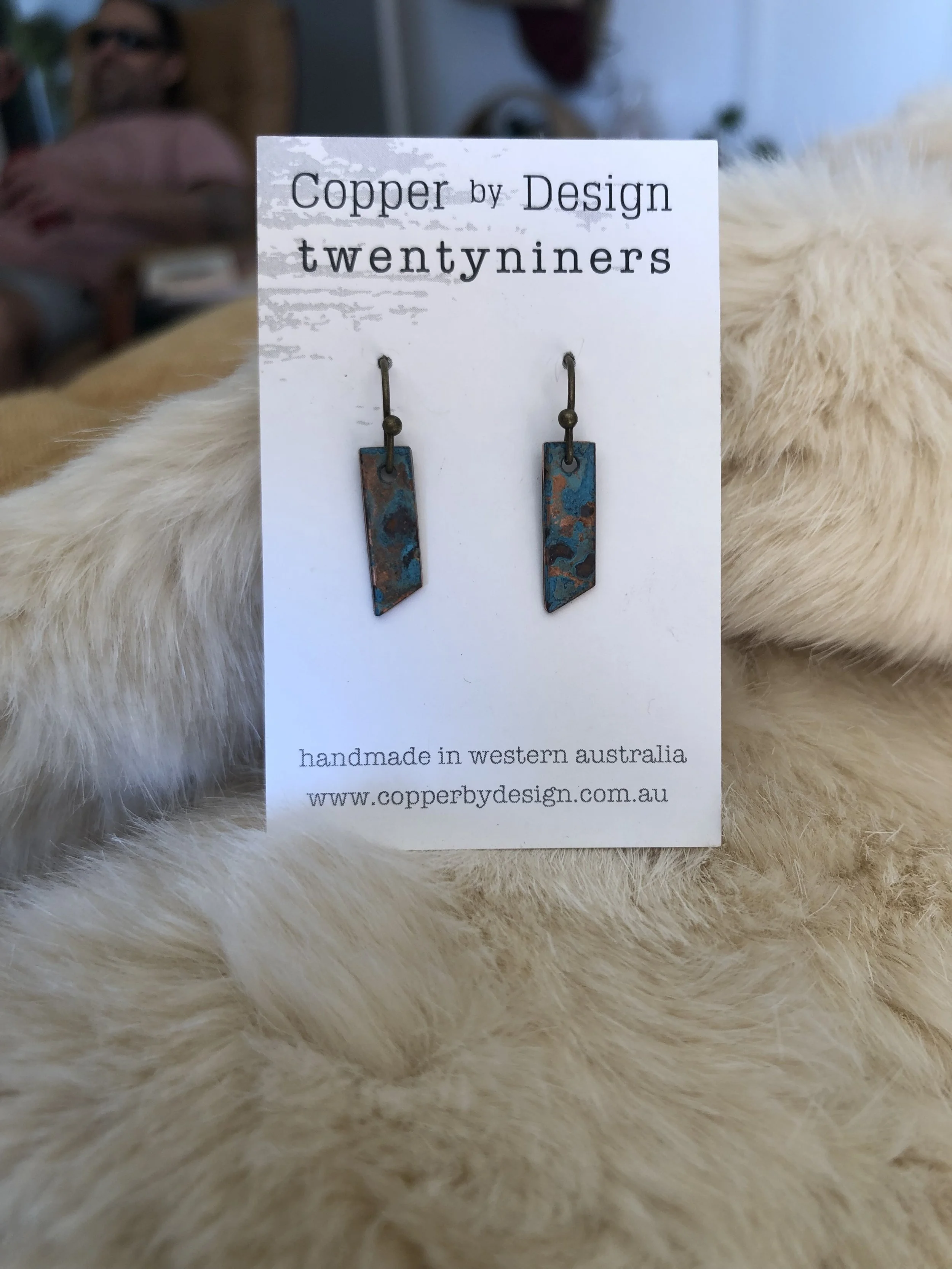 copper earrings (lightening)