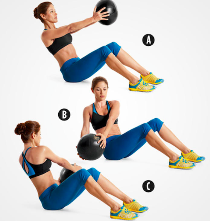 Oblique Twist or Russian Twist image from woman health mag.com