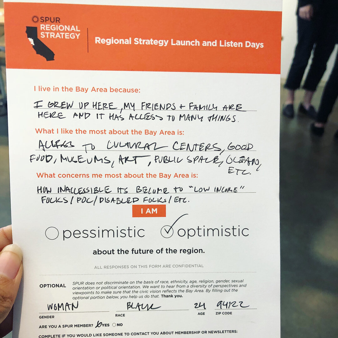 I got the chance to participate in @spur_urbanist Bay Area Regional study workshop. As a Bay native I loved hearing everyone&rsquo;s aspirations for our shared home. #spur #urbanism #kiahmccarley