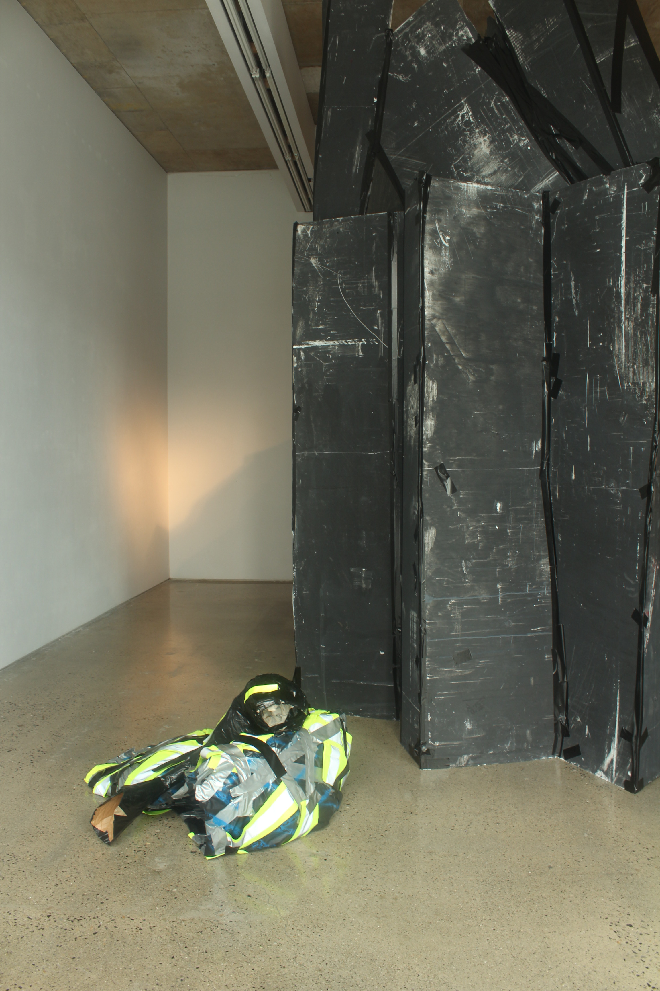 SIRENS Part III, Installation, recycled cardboard, corry board, plastic, duct tape, Kevin Kavanagh Gallery.JPG