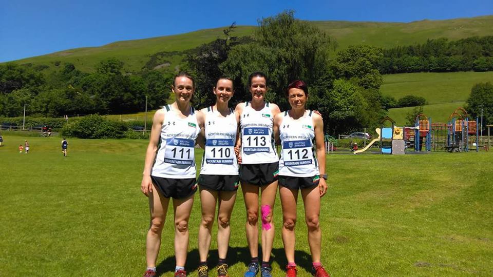 Gillian Wasson (#113) leads the NI Women's Mountain Running team