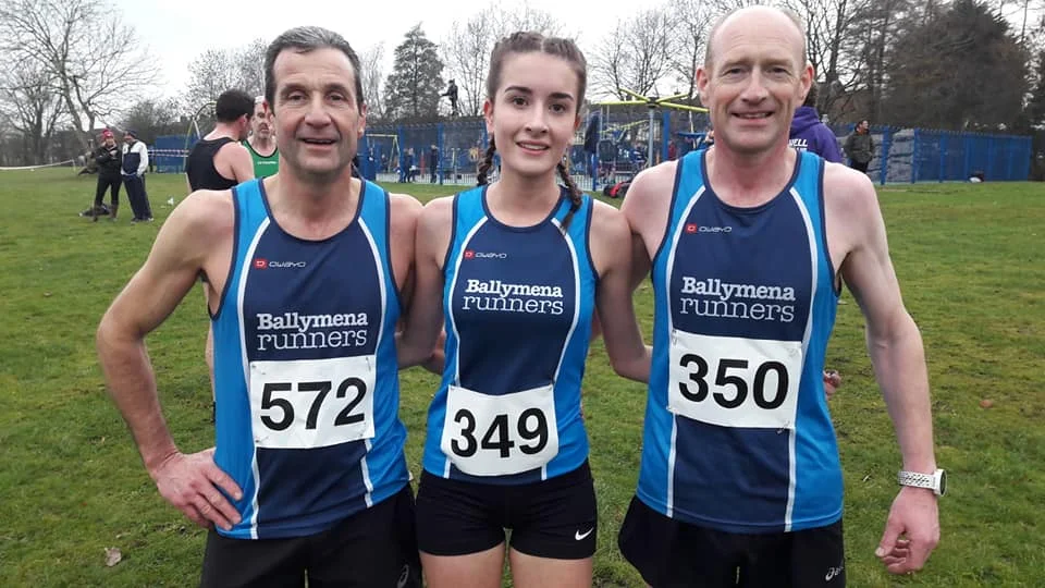 Noel Connor, Zara Surgenor and James Turtle at the Malcolm Cup XC