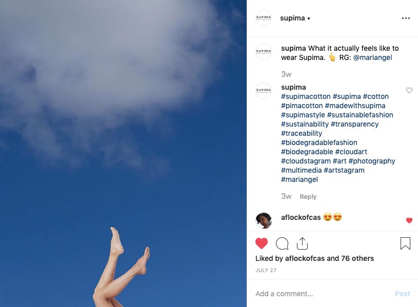 Featured on Supima's Instagram account