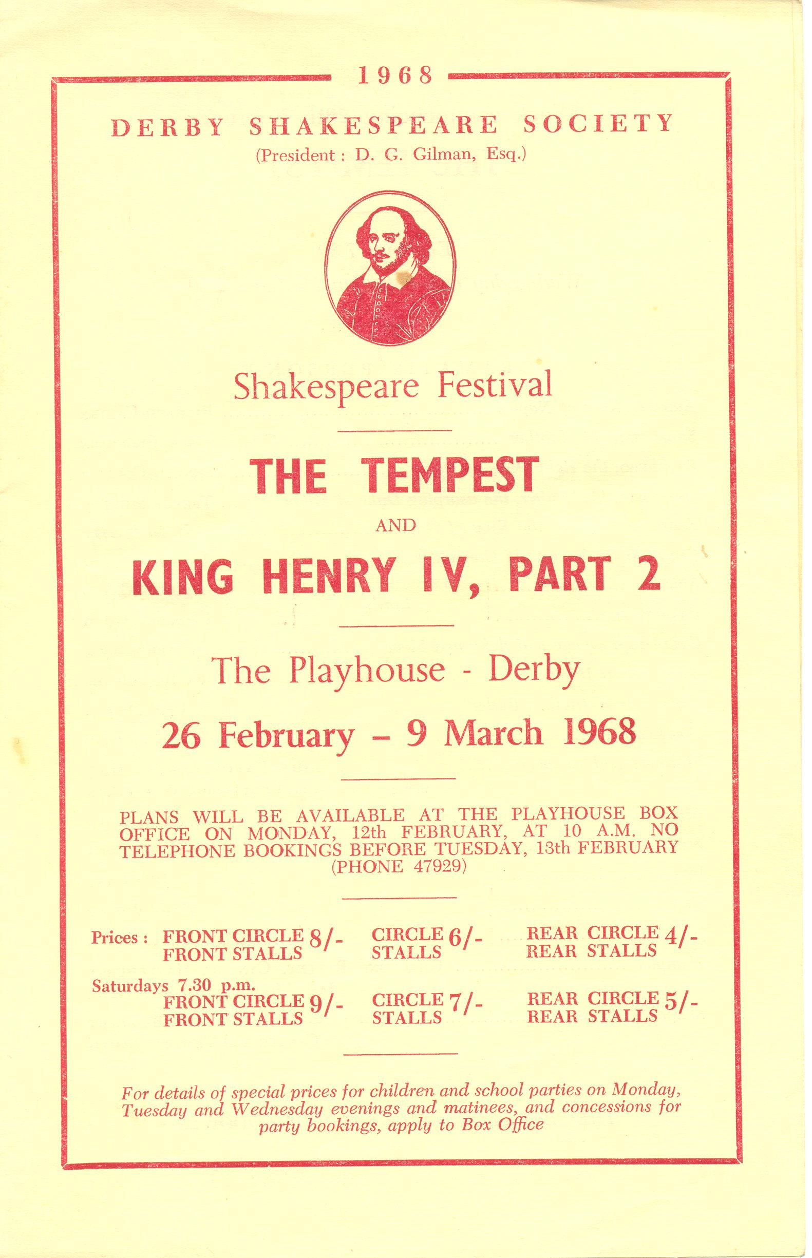 'The Tempest' & 'Henry IV (Part II)' 1968
