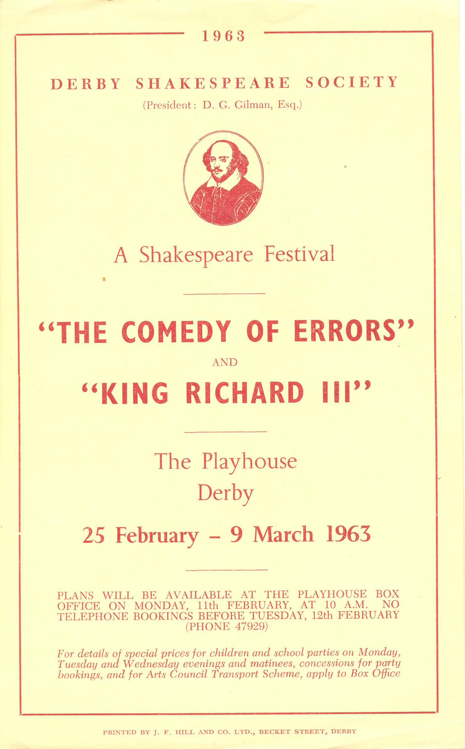 'The Comedy Of Errors' & 'Richard III' 1963