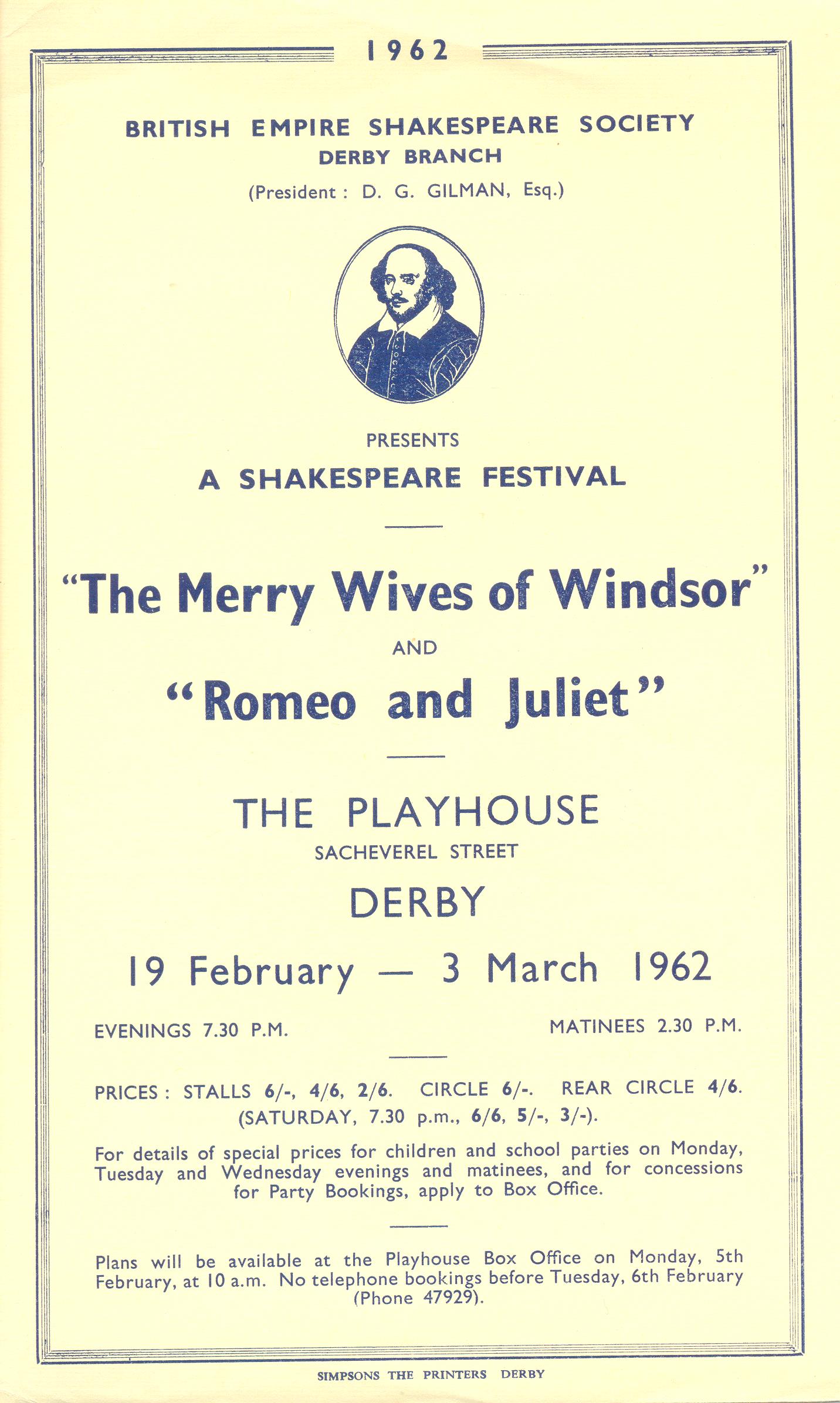 'The Merry Wives Of Windsor' & 'Romeo & Juliet' 1962