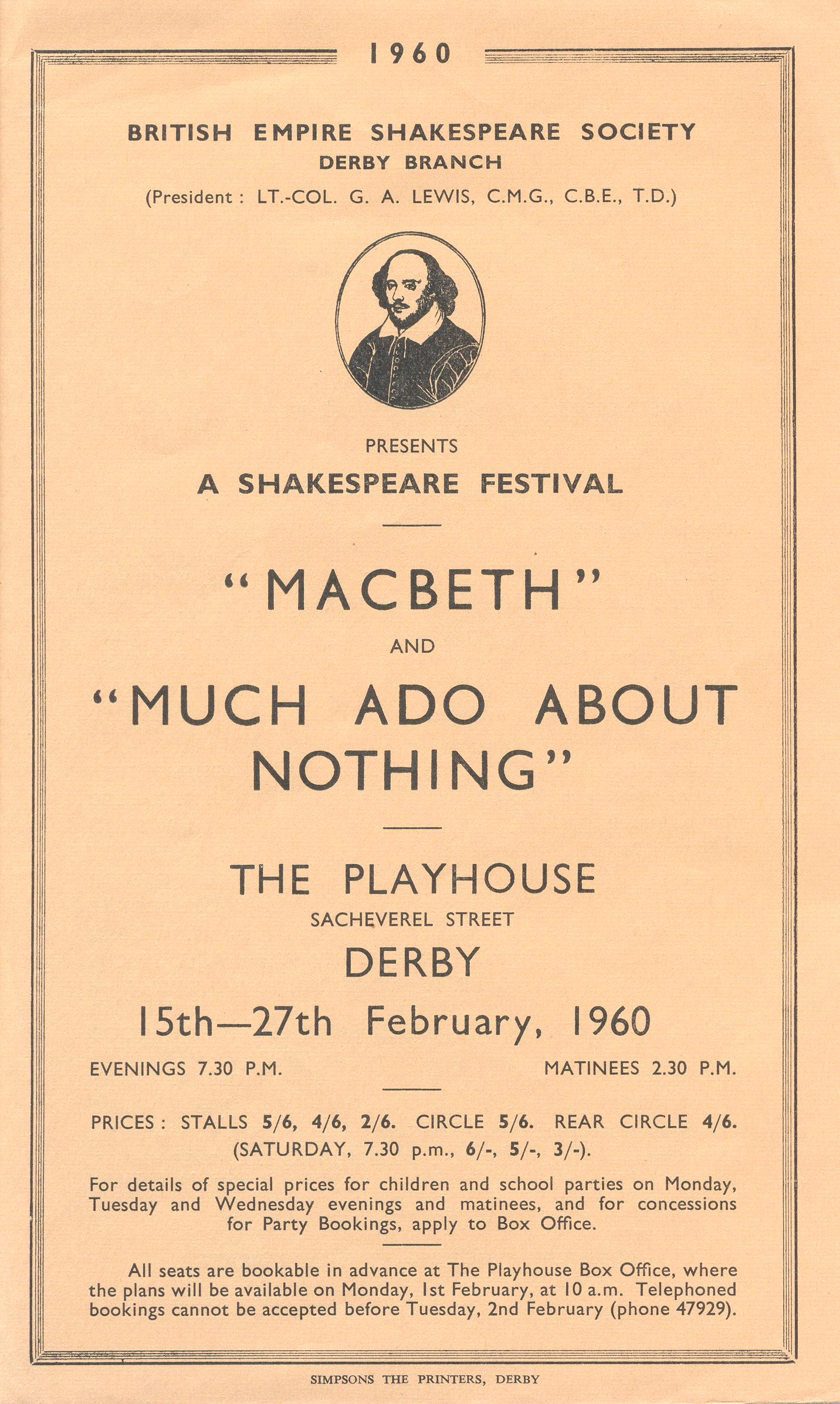 'Macbeth' & ' Much Ado About Nothing' 1960