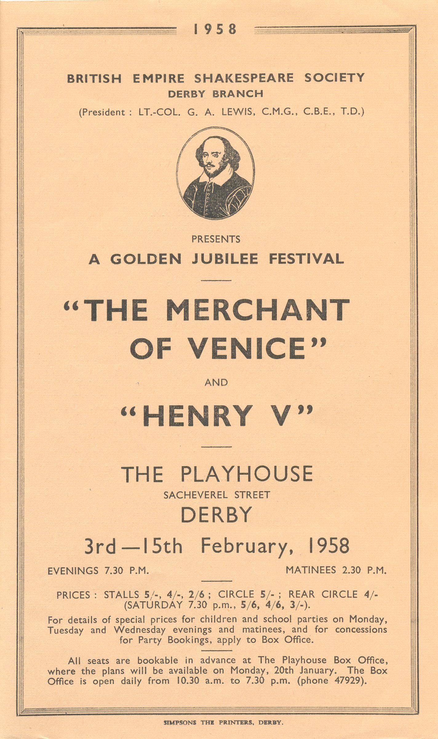 'The Merchant Of Venice' & 'Henry V' 1958