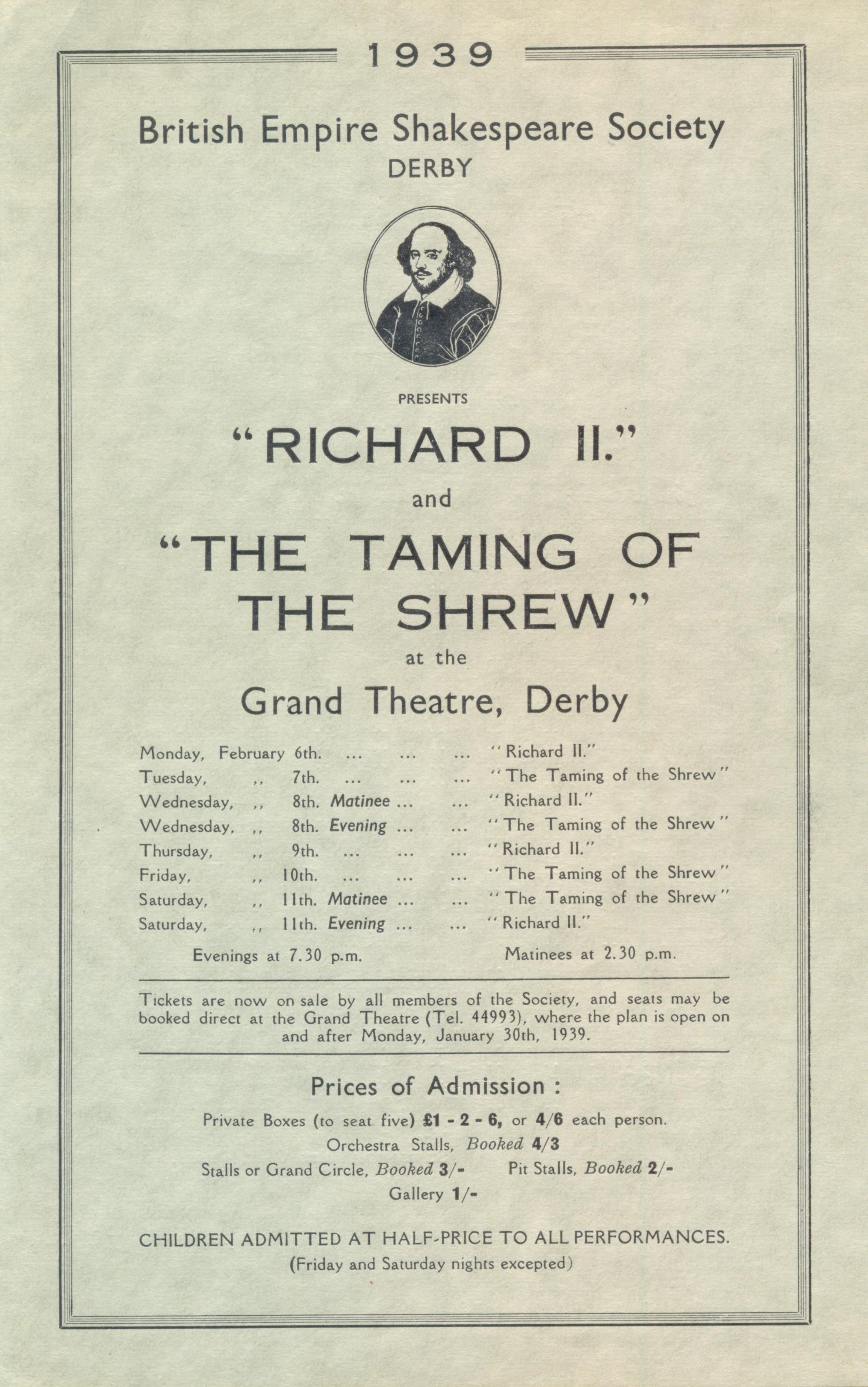 'Richard II' & 'The Taming Of The Shrew' 1939