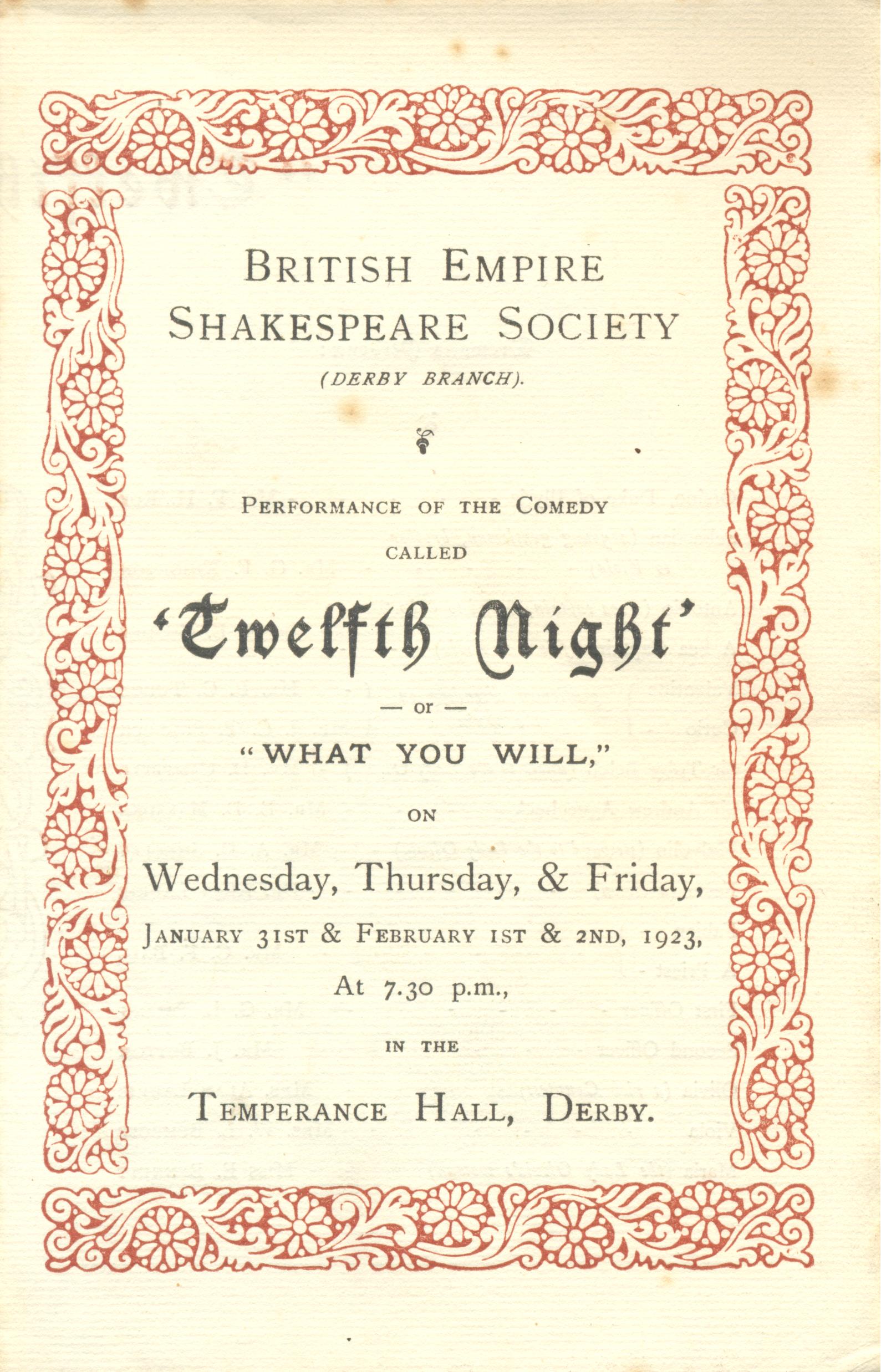 'Twelfth Night' 1923